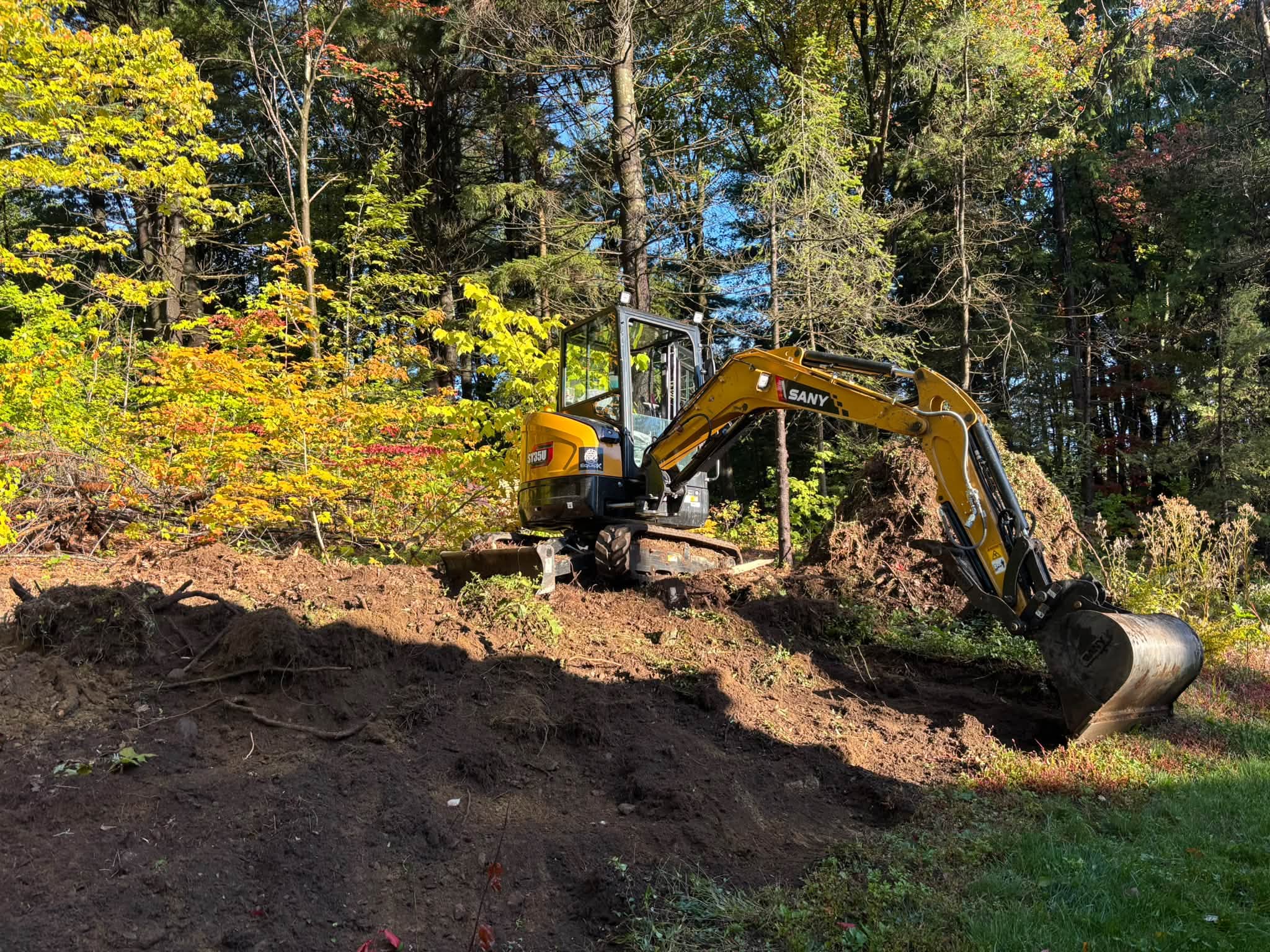 Grading after stump grinding — Princeton, MA